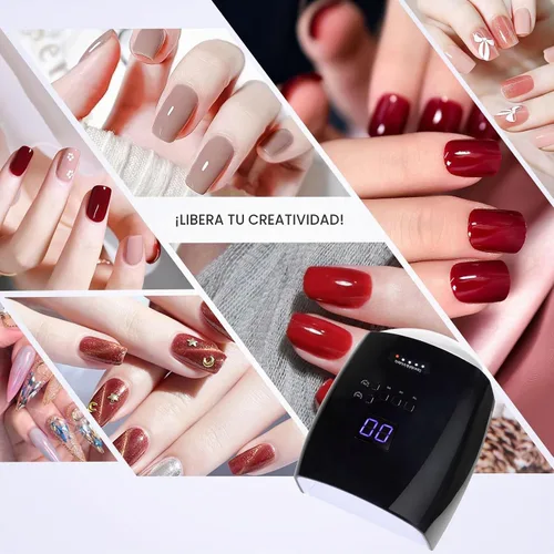 Vista 6 de Lámpara de uñas LED UV inalámbrica, lámpara de uñas de gel recargable de 66 W, luz UV inalámbrica para uñas de gel con sensor automático y 5 Negro