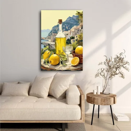 Vista 2 de FWLBUGRA Impresión de Pared de Limoncello Italiano Decoración Rústica Regalo Perfecto de Inauguración de Casa Arte de Limón de Amalfi Arte de Comida