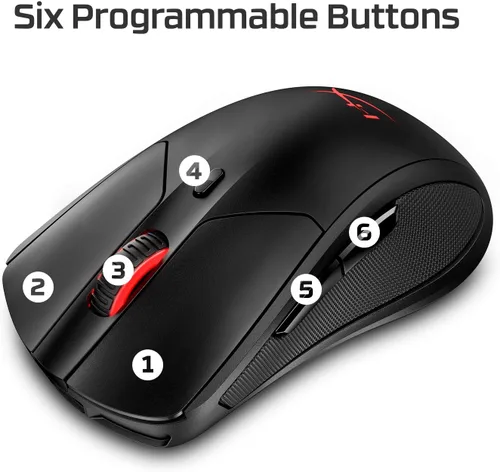 Vista 7 de HyperX Pulsefire Dart - Mouse inalámbrico RGB para juegos personalización controlada por software 6 botones programables batería de carga Qi hasta
