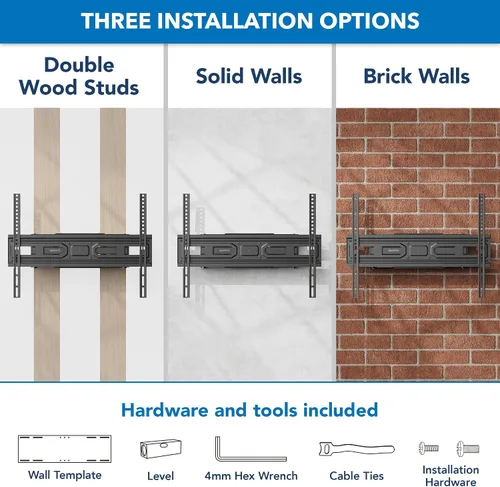 Vista 5 de Mount-It! Soporte de pared para TV de movimiento completo con brazos dobles resistentes, extensión de 14 pulgadas y compatible con televisores de 37