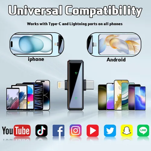 Vista 3 de Micrófono Lavalier inalámbrico con cancelación de ruido, 6 horas de batería, mini micrófono inalámbrico para iPhone, Android, entrevista