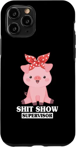 Vista 10 de Funda para iPhone 14 Humor Shit Show Supervisor Pig Shitshow Supervisor
