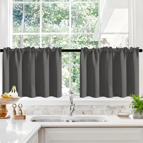 Vista 176 de Deconovo Cortinas opacas, aislamiento térmico, dobladillo para barra, reducción de ruido, certificado Oeko-TEX, cortinas de oscurecimiento