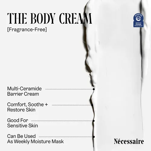 Vista 4 de Nécessaire The Body Cream - Reparación rica de barreras con 5% de niacinamida, 5 ceramidas esenciales + ácido hialurónico. Sin fragancia. No