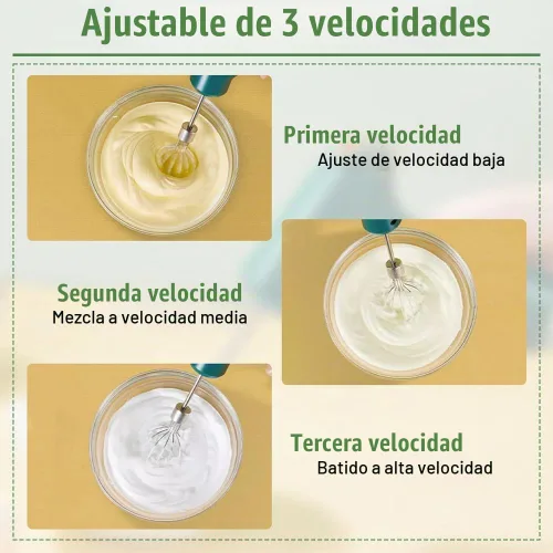 Vista 3 de DONGKER Batidora de mano, batidores para huevos, batidora, crema, mantequilla Blanco