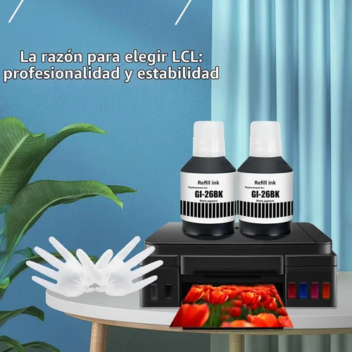 Vista 6 de LCL GI-26 GI26 Botellas de tinta negra de repuesto para botellas de repuesto de tinta Canon 26 GI26 GI-26 compatibles con impresora Canon MAXIFY