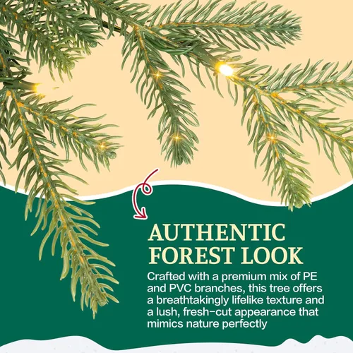 Vista 4 de Árbol de Navidad de abeto Aspen preiluminado de 6 pies, árbol