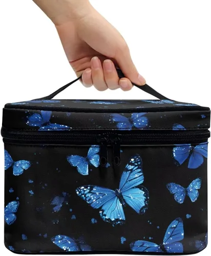 Vista 3 de doginthehole Bolsa de maquillaje, bolsa de cosméticos de viaje, bolsa de aseo portátil grande, organizador de accesorios para mujeres y niñas