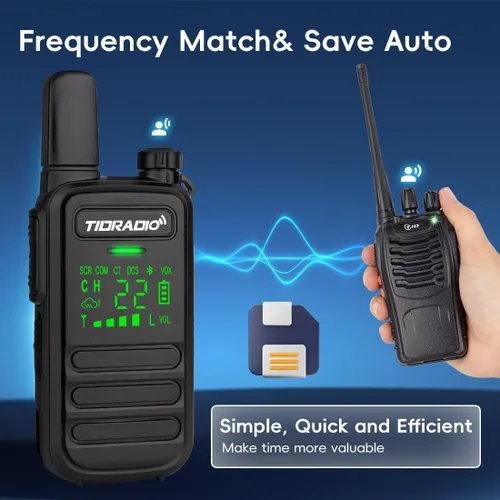 Vista 5 de TIDRADIO TD-M11 Walkie Talkies impermeable IP67, programación Bluetooth de aplicación/web, radios bidireccionales FRS de largo alcance, copia freq