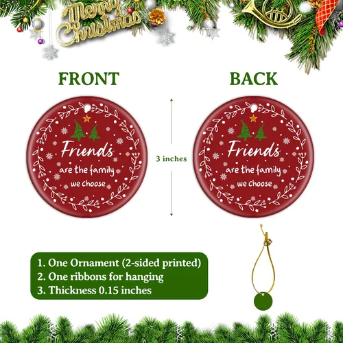 Vista 2 de Adornos de Navidad para Amigos, Regalos para Mujeres y Hombres - Adornos de Cerámica para Árbol de Navidad de 3", Adornos de Amistad para Mejores