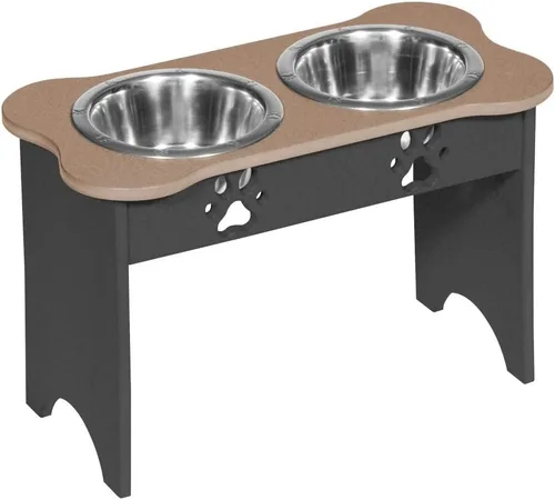 Vista 54 de Poly Lumber - Comedero doble de hueso mediano de 2 cuartos de galón, color negro
