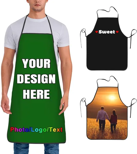 Vista 12 de Delantal de chef personalizado para hombres y mujeres, para cocinar, con nombre, logotipo, foto, regalos de cocina para familiares y amigos