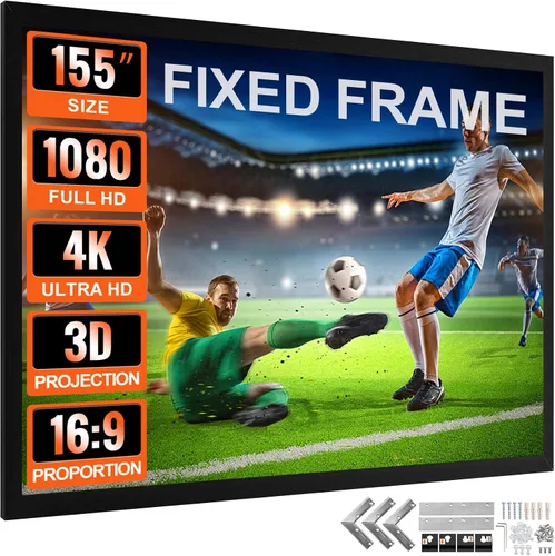 Vista 12 de VEVOR - Pantalla de proyector para exteriores de 110 pulgadas, pantalla de cine 16:9, marco fijo 3D para cine 4K HDTV