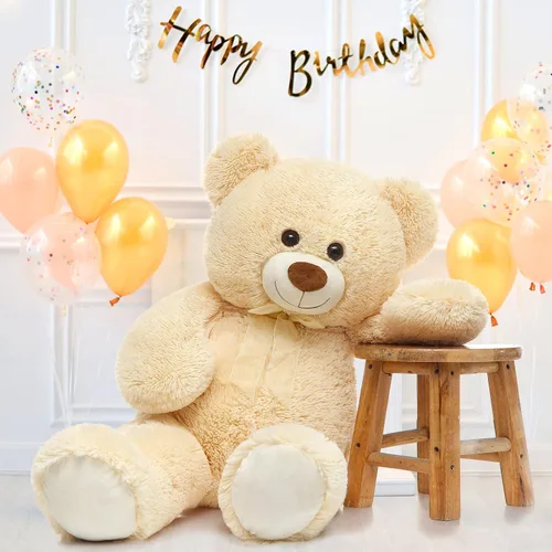 Vista 4 de MorisMos Oso de Peluche Gigante Animal de Peluche 3 pies, 36 pulgadas, Oso de Peluche Grande para Decoración de Baby Shower, Animal de Peluche