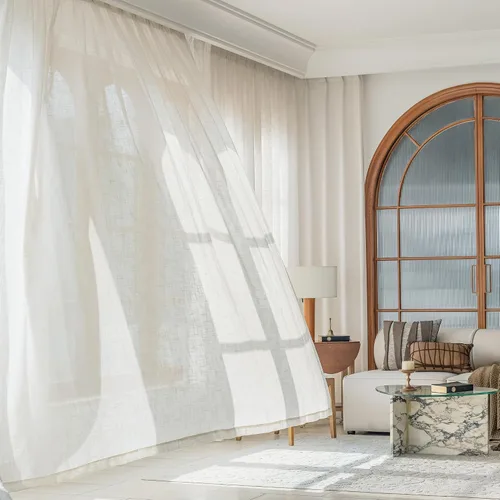 Vista 6 de FMFUNCTEX - Cortinas de puerta corrediza natural de 84" de lino transparente para sala de estar, divisor de 100" de ancho, cortinas extra anchas
