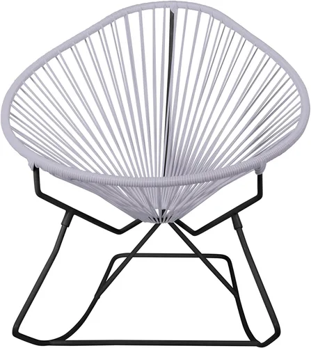 Vista 13 de Innit Designs Acapulco - Silla mecedora con estructura cromada, color turquesa, tejido naranja Verde