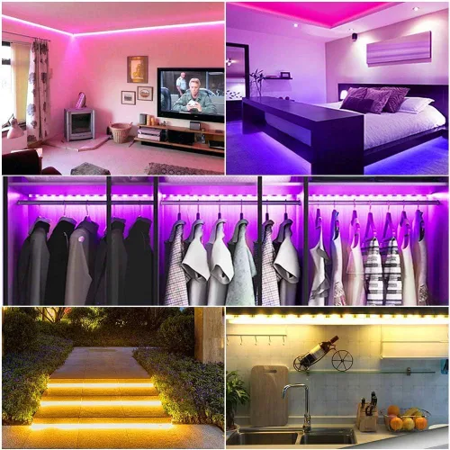 Vista 6 de Lcutml - Tira de luces LED inteligentes de 50 pies, sincronización con música con control remoto de 40 teclas, tiras de luces con control