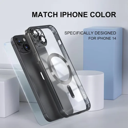 Vista 7 de Misea Funda magnética para iPhone 14 compatible con MagSafe [nunca amarillenta] [protección contra caídas de grado militar] protector completo