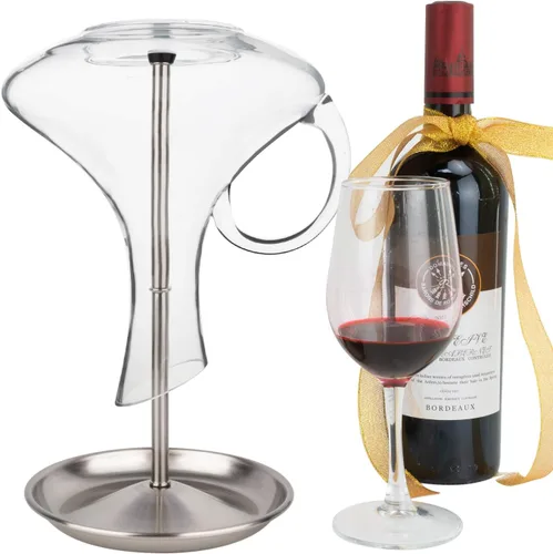 Vista 7 de Soporte de secado de decantador de vino con cabeza de silicona para evitar arañazos, estante desmontable con base de captura de goteo con tapón