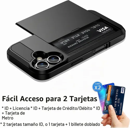 Vista 4 de Vofolen Funda para iPhone 16 con tarjetero y cartera