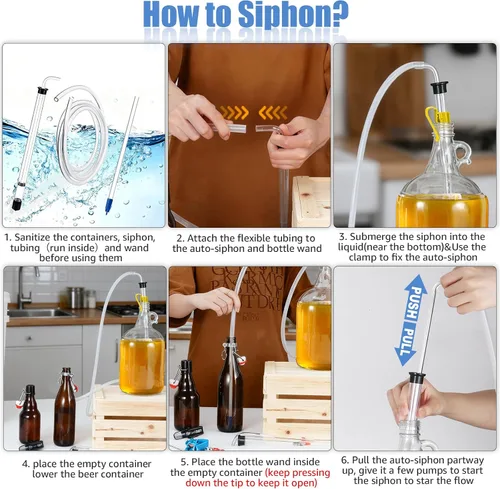 Vista 3 de Varita de embotellado con sifón automático de 14 pulgadas, bastón de 3/8 pulgadas, sifón de vino, bomba de sifón automático para preparar cerveza