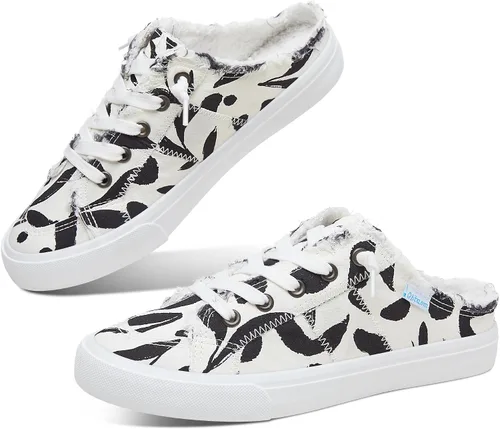 Vista 21 de Obtaom Sandalias de lona para mujer con espuma viscoelástica Clipper, tenis de moda, cómodas, fáciles de poner, sandalias sin tacón para mujer Beige