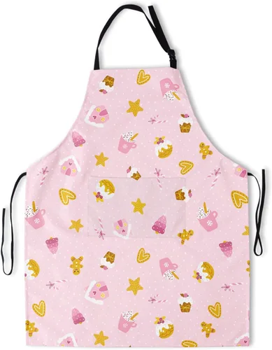 Vista 15 de Delantales para mujeres y hombres, delantal impermeable con 2 bolsillos, para peluquero, chef, cocinar, asar, accesorios de cocina, 28 x 33 pulgadas