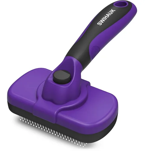 Vista 9 de Swihauk Cepillo Deslizante de Autolimpieza para Perros y Gatos - Cepillo de Desenredado y Aseo Amigable con la Piel para Mascotas con Pelo, Negro