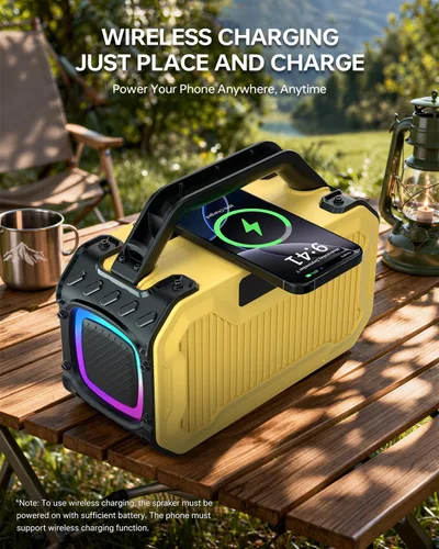 Vista 6 de Energizer Altavoces Bluetooth al aire libre, altavoz inalámbrico portátil Amarillo