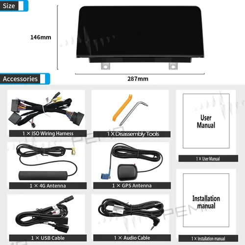 Vista 7 de PEMP F30 Pantalla Android 1920x720 HD, Qualcomm 8 núcleos 4+64GB CarPlay Android Auto Utilice el Bluetooth OEM para obtener el sonido, para BMW F30