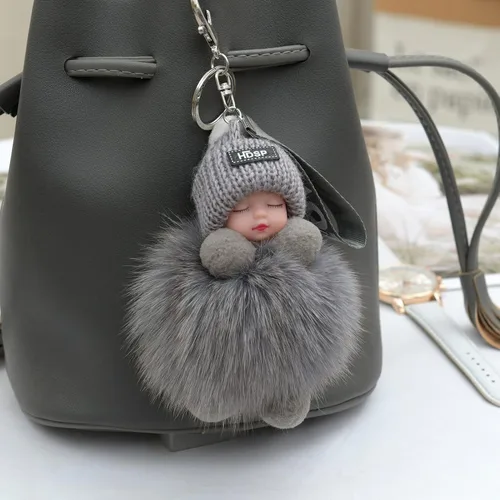 Vista 4 de Llaveros de muñeca mullidos para dormir, gorro de punto, multicolor, accesorios para mujeres y hombres