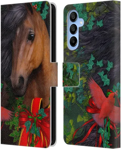 Vista 94 de Head Case Designs Officially Licensed Laurie Prindle A Morgan Christmas Western Stallion Leather Wallet Case Compatible with Samsung Galaxy A07 4G