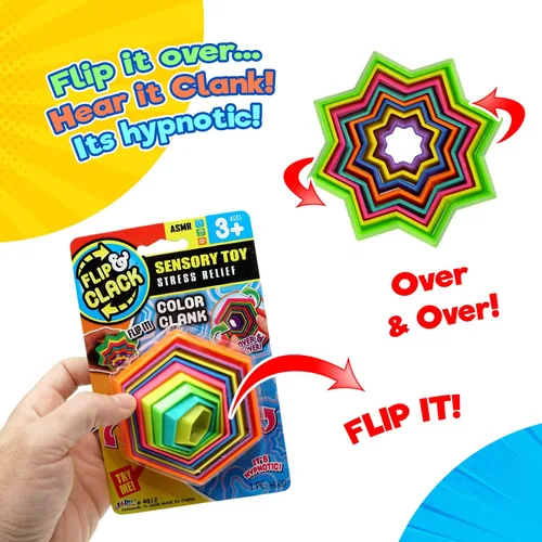 Vista 5 de JA-RU Fidget Star Shape Hexagon Stress Relief Autism Sensory Products & ADHD Toys. ASMR Pop Sound. Fidgets para niños y niños pequeños. Juguetes