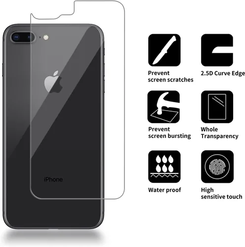 Vista 2 de Paquete de 3 protectores de pantalla trasera de vidrio compatibles con iPhone 8 Plus/7 Plus [5.5 pulgadas] [dureza 9H], vidrio templado trasero HD