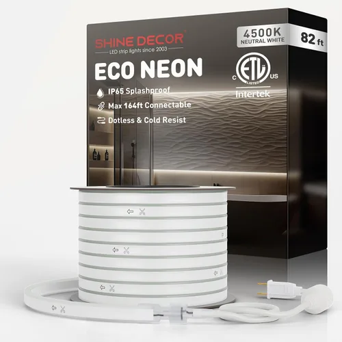Vista 34 de Shine Decor Tira de luces LED AC 120V, cuerda de neón eco de 120 LED/m sin puntos, conectable y cortable, IP65 impermeable y resistente al clima