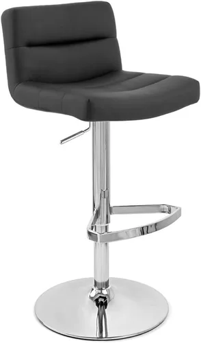 Vista 3 de Zuri Muebles enrejado ajustable altura giratoria taburete de bar sin brazos con base cromada - negro