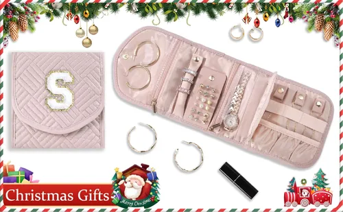 Vista 8 de Regalos para mujeres, estuche de joyería de viaje, estuche plegable personalizado para joyas de viaje para mujer, bolsa de joyería esencial