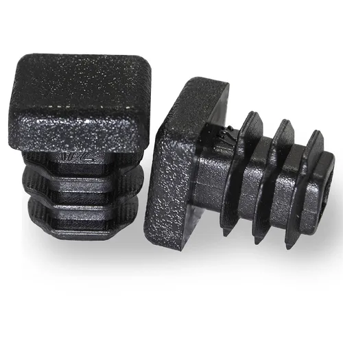Vista 15 de Prescott Plastics Tapones de agujero de plástico acanalado de perímetro exterior de 1/2 pulgada (0.500 in), tapas cuadradas de tubo de metal negro