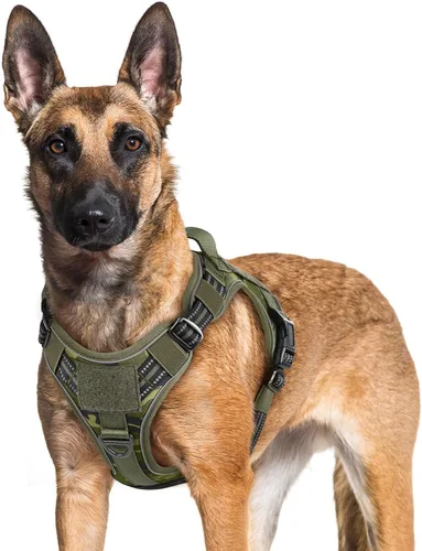 Vista 16 de rabbitgoo - Arnés para perros pequeño sin tirones, chaleco táctico de servicio con Molle y asa de control, arnés militar ajustable y reflectante