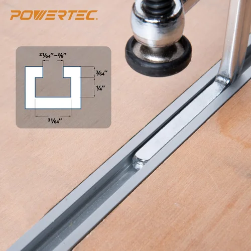 Vista 6 de POWERTEC Abrazaderas de Riel Guía de Tornillo Rápido para Cercas BOW XTENDER, Mesa MFT, Sistema de Riel Guía para Sierra de Riel, Capacidad de 7" x