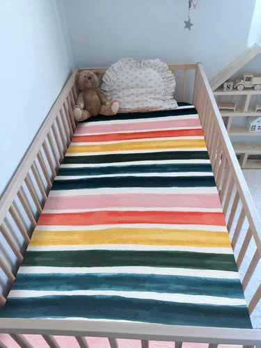 Vista 5 de Pack 'n Play Sheet - Mini sábana para cuna, sábanas portátiles para cuna, 38 x 24 x 3 pulgadas, decoración de guardería arcoíris