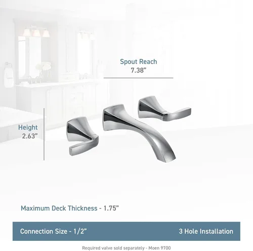 Vista 4 de Moen Voss T6906ORB - Kit de moldura de grifo de baño de dos manijas de bronce aceitado con dos manijas