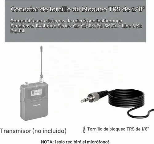Vista 2 de JK MIC-J 044 micrófono lavalier de solapa profesional con condensador omnidireccional para transmisor inalámbrico Sennheiser