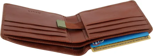 Vista 5 de AULIV Cartera minimalista de piel con bloqueo RFID para hombre, delgada, antirrobo, soporte para tarjetas de crédito, clip para dinero