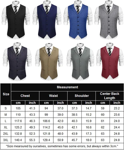 Vista 6 de COOFANDY Chaleco de traje de negocios para hombre, ajustado, para boda, fiesta, cena