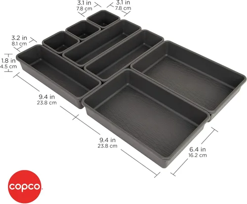 Vista 2 de Copco Basics - Juego de cubos entrelazados, 8 piezas, gris carbón