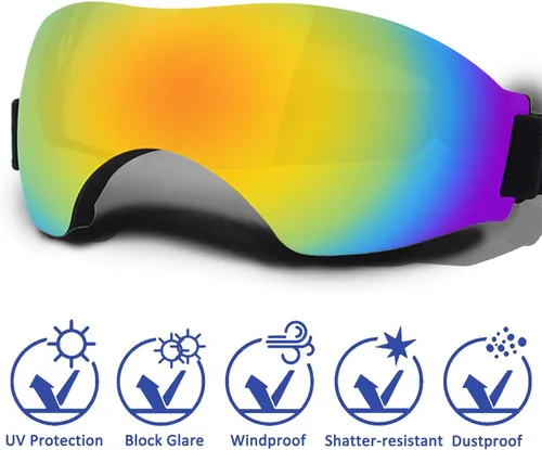 Vista 2 de Gafas de sol para perros pequeños, gafas para perros con correa ajustable, protección UV, adecuadas para perros pequeños Estilo liso-Multicolor