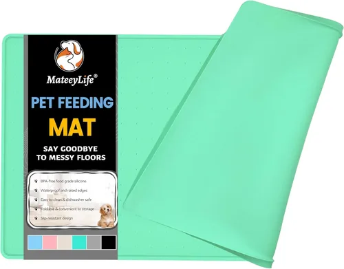 Vista 9 de MateeyLife Tapete de Silicona para Comida de Gatos y Perros para Pisos Impermeable, Tapetes Antideslizantes para Tazones de Perros para Comida
