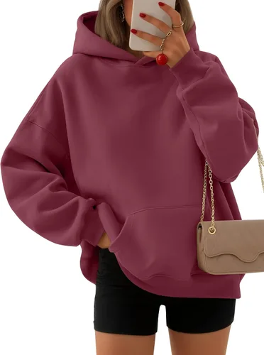 Vista 12 de EFAN Sudaderas con capucha para mujer, suéteres de forro polar cómodos Lunares albaricoques