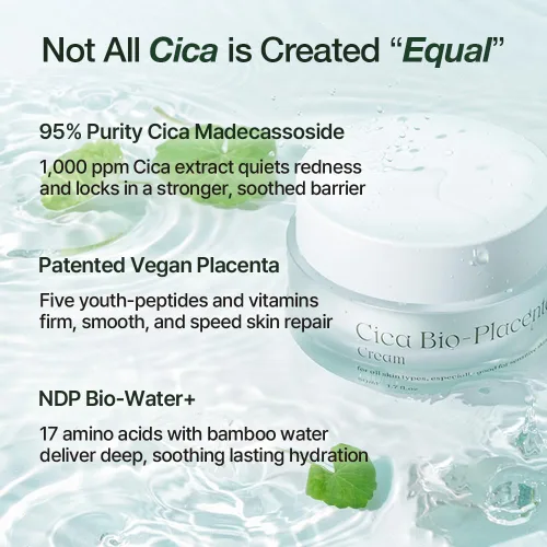 Vista 6 de NATURAL DERMA PROJECT NDP Cica Cream - Crema hidratante facial de gel para aliviar quemaduras solares, hidratante coreano ligero para pieles